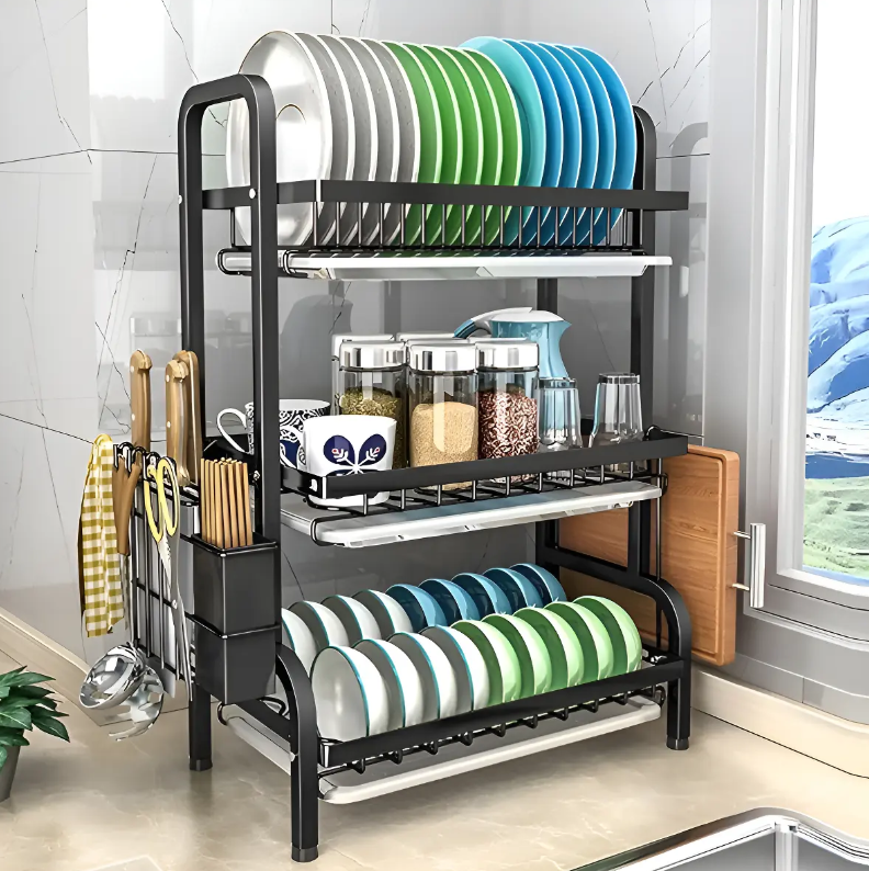Escurridor de Platos 3 Niveles | Organiza tu Cocina sin Perder Espacio